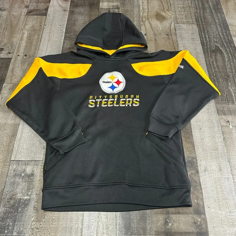 Reebok Youth NFL OnField Apparel Pittsburgh Steelers Hoodie Size M 10/12‎